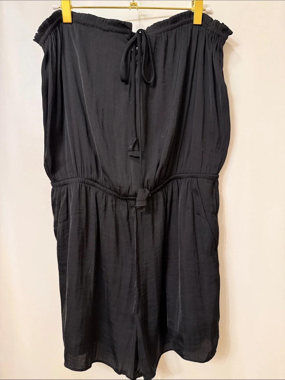 Naked Zebra Black Strapless Tie-Front Romper